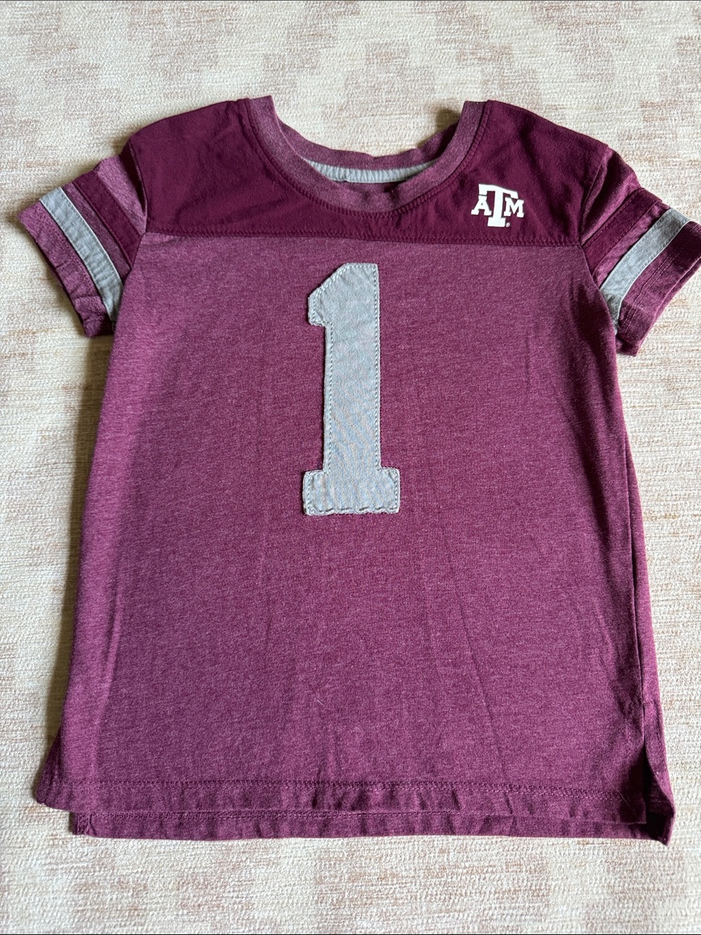 Colosseum Texas A&M Maroon Short Sleeve Tee with Gray Number 1 size 6-6X
